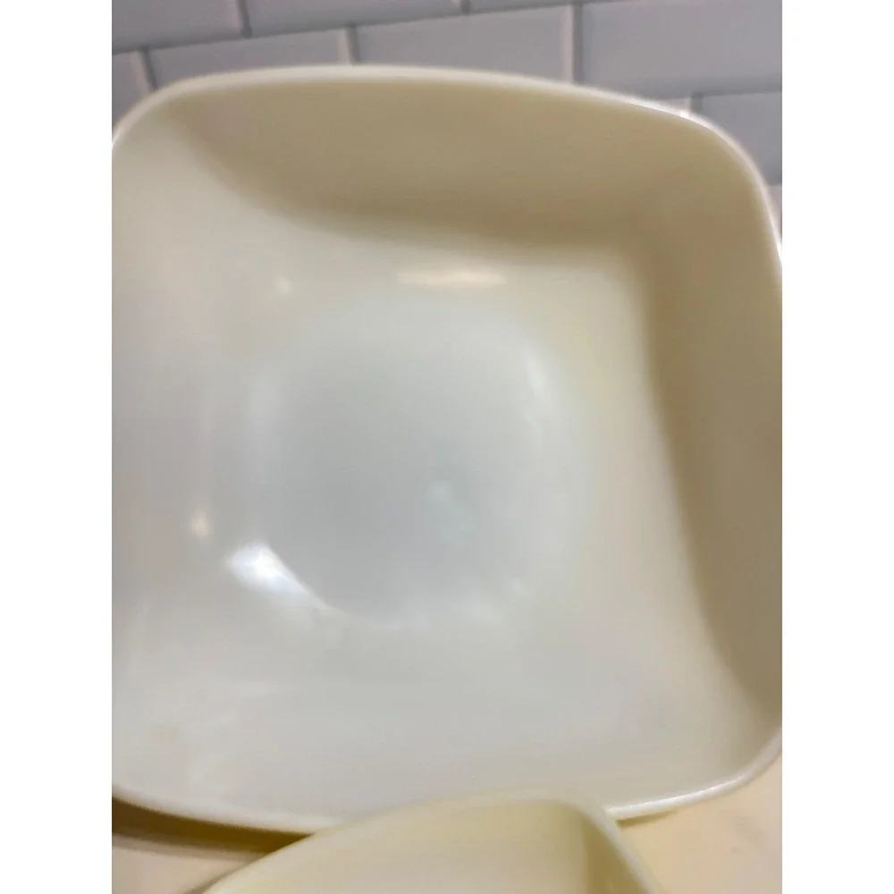 Vintage Pyrex Yellow Square Mixing Bowls Set of 2 Milk Glass MCM